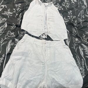 H by Halston White Linen-Blend Women’s Shorts